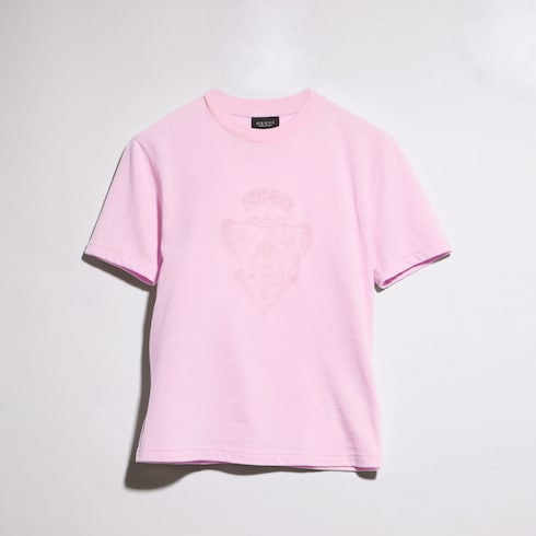 Cotton jersey T-shirt with Gucci crest - light pink