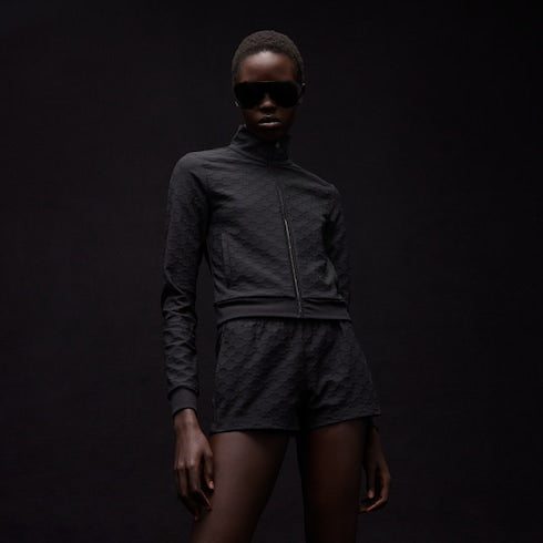 GG jersey jacquard zip jacket - black