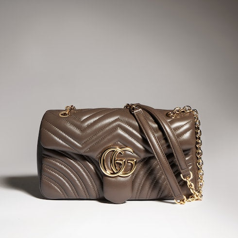 GG Marmont medium shoulder bag - dark taupe leather