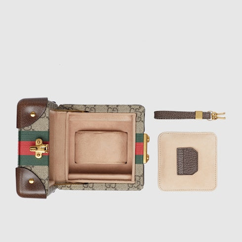 Gucci Savoy mini rigid watch case - beige and ebony Supreme