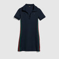 Rib cotton jersey dress with Web - dark blue