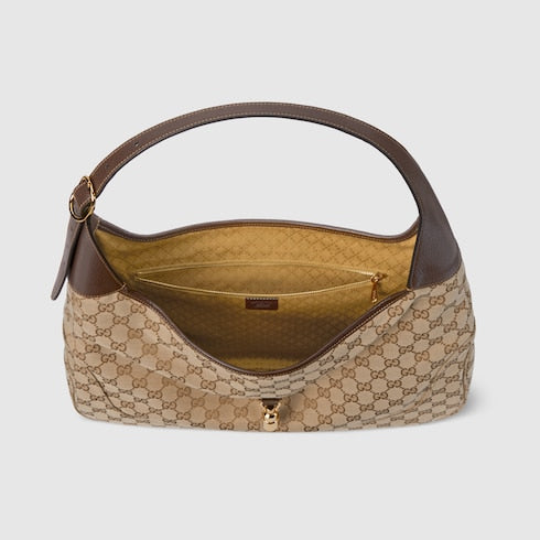 Gucci Jackie 1961 large crossbody bag - sand and brown GG canvas