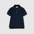 Children's cotton polo top with Web - dark blue