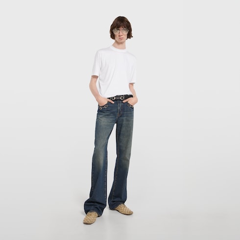 Soft rayon jersey T-shirt with embroidery - white