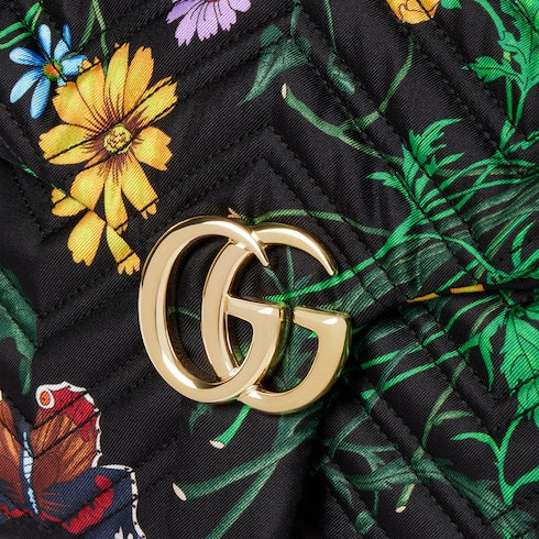 GG Marmont medium shoulder bag - black silk twill