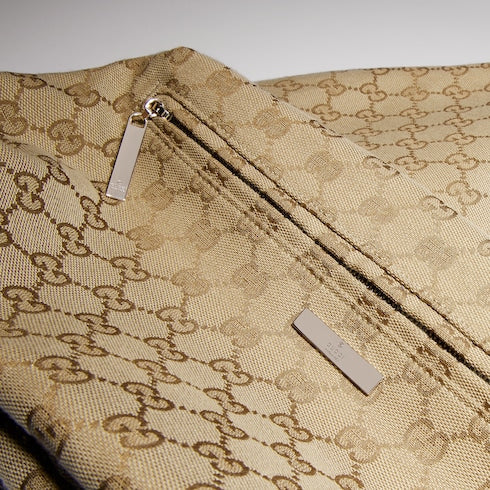 Large Gucci Tag backpack - sand and brown GG canvas