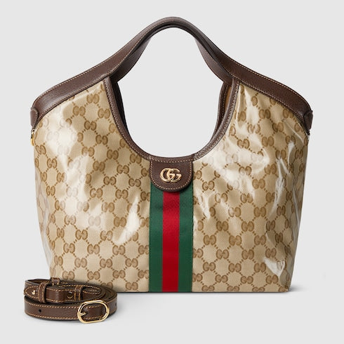 Gucci Giglio small tote bag - sand and brown GG fabric