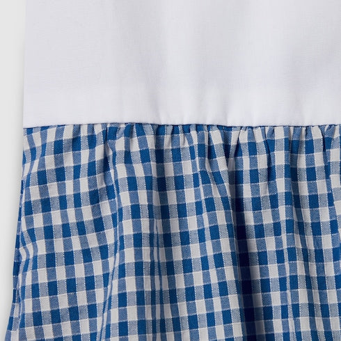 Baby gingham cotton one-piece - light blue and white