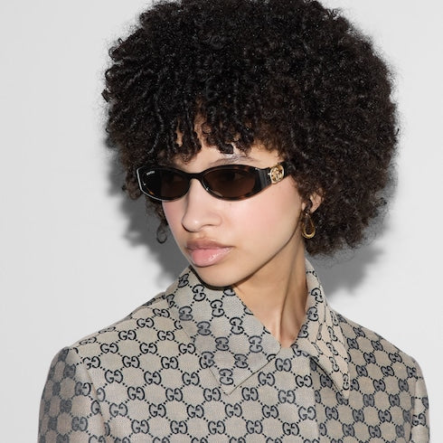 Oval frame sunglasses - tortoiseshell
