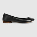 Women's ballerina with bamboo - black soft leather