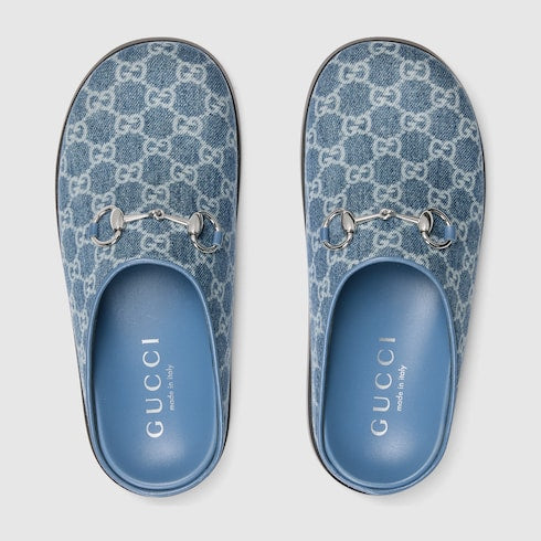 Women's mule with Horsebit - blue GG denim