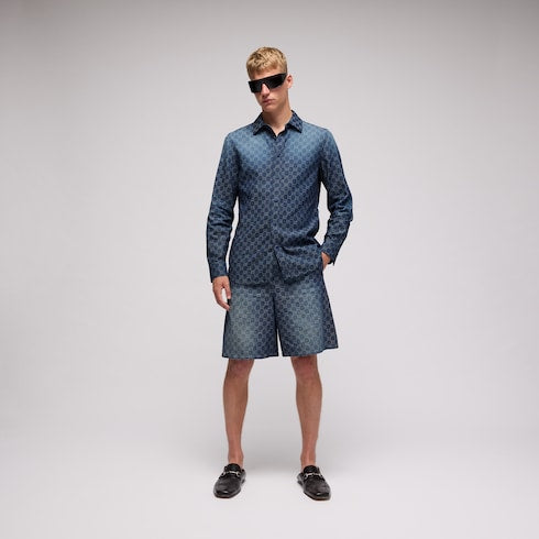 GG chambray cotton denim shirt - blue