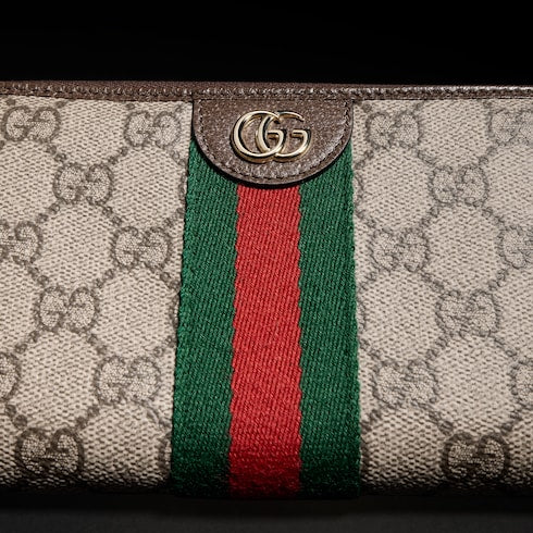 Ophidia zip around wallet - beige and brown GG Supreme