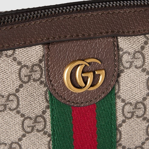 Ophidia small slingbag - beige and dark brown fabric