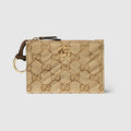 GG Marmont zip key pouch - sand and brown GG canvas