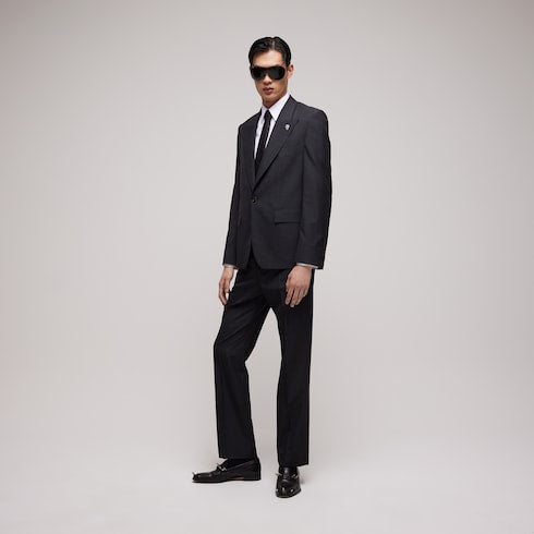 Wool pants with Gucci fil coupé - dark grey