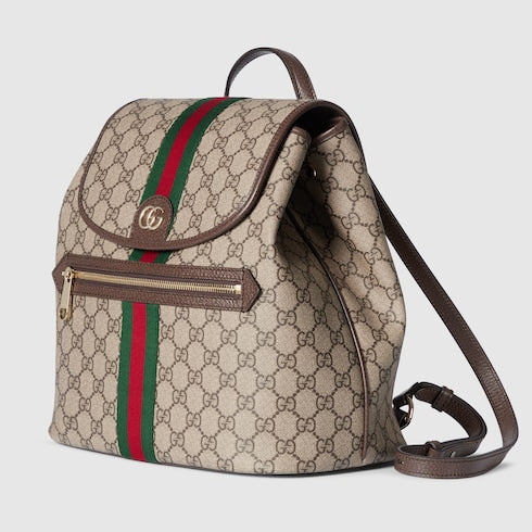 Ophidia medium backpack - beige and brown GG fabric