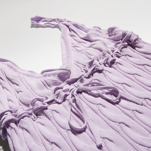 Braided cotton blend top - lilac