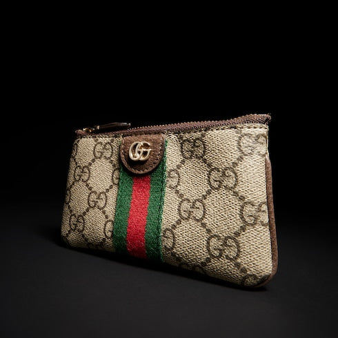 Ophidia zip key pouch - beige and brown GG Supreme