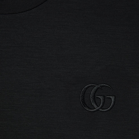 Rayon jersey T-shirt with embroidery - black