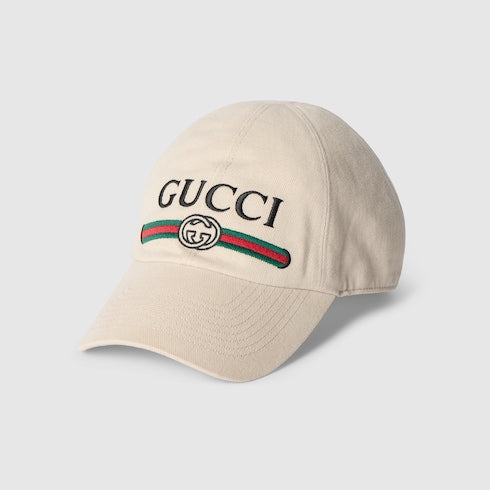 Cotton baseball hat with embroidery - ivory