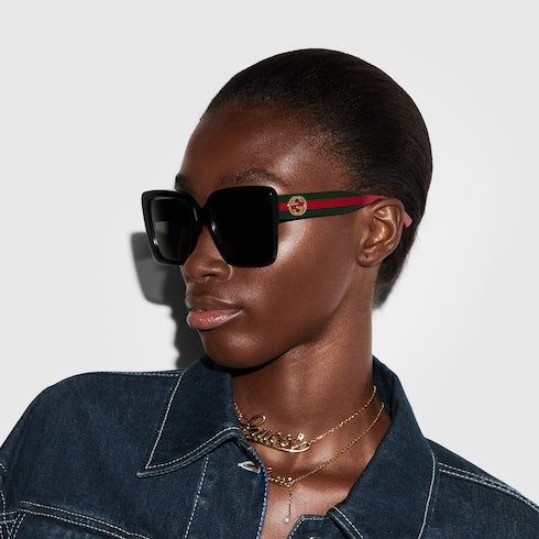 Square frame sunglasses - black
