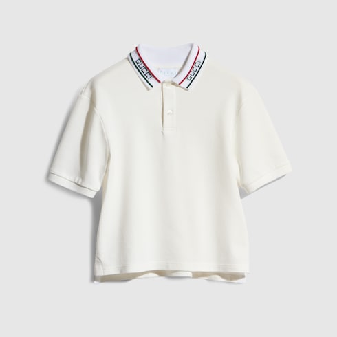 Children's cotton piquet polo shirt - white