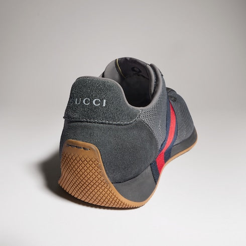 Men's Gucci Tempo sneaker - dark grey mesh and suede