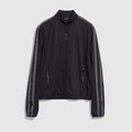 Cotton jersey zip jacket with muted Web - black
