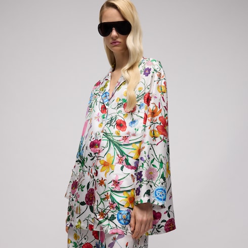 Printed silk twill shirt - multicolor