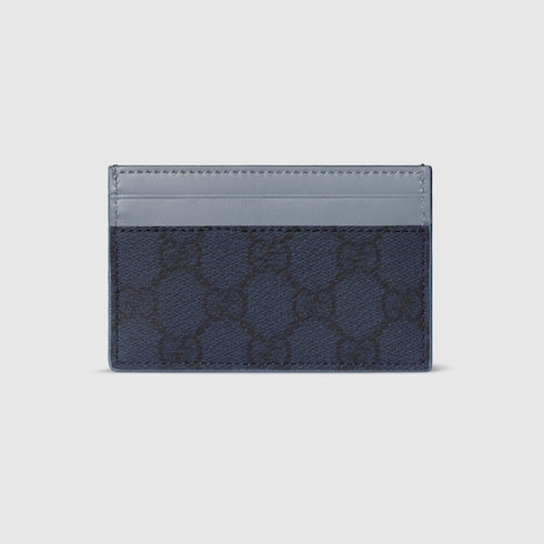 Dusty blue trim GG card case - dark blue GG Supreme