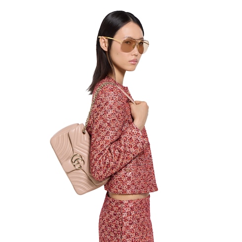 GG Marmont medium shoulder bag - pink beige leather