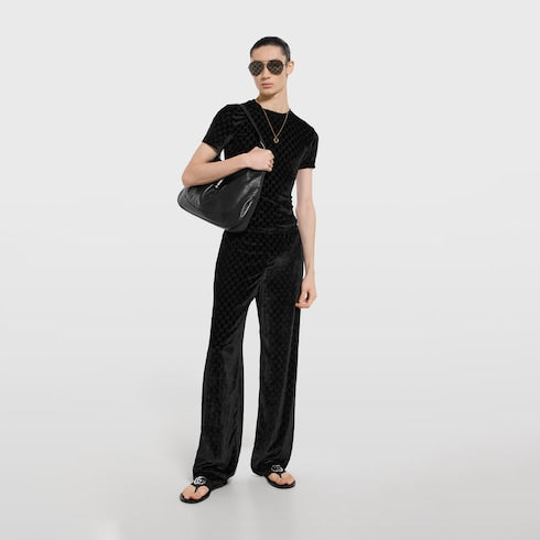 GG velvet devoré sportswear pants - black