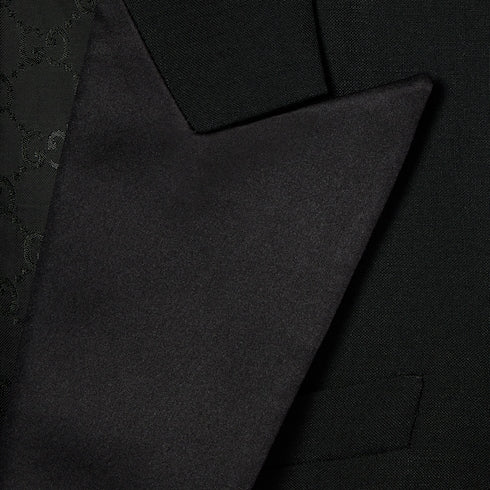 Light wool mohair canvas suit - black
