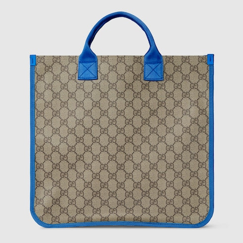 Children's GG tote bag with print - beige and brown GG Supreme