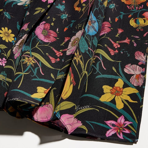 Printed silk midi skirt - black and red