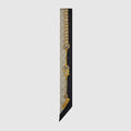 Printed silk twill ribbon - black and beige