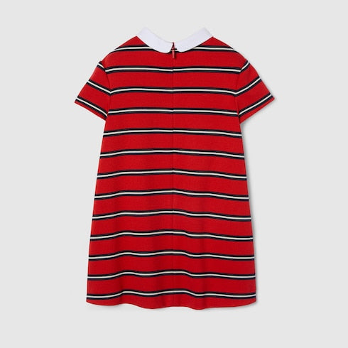 Children's striped dress - red and multicolor