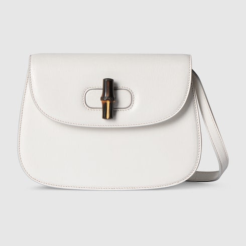 Bamboo mini bag - white leather