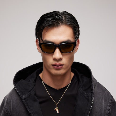 Rectangular-frame sunglasses - brown tortoiseshell