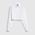 Cropped cotton poplin shirt - white