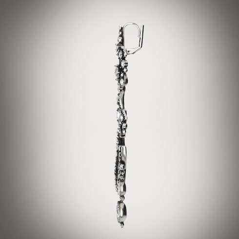 GG Marmont crystal chandelier earrings - palladium-toned brass