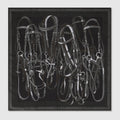 Printed cotton silk pocket square - black