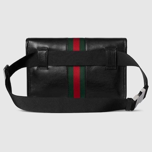 Web Trademark small belt bag - black leather