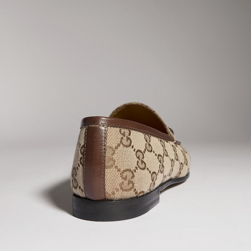 Women's Gucci Jordaan loafer - beige and ebony GG canvas