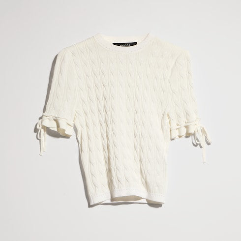 Braided cotton blend top - white