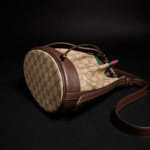Gucci Venice small bucket bag - sand and brown GG canvas