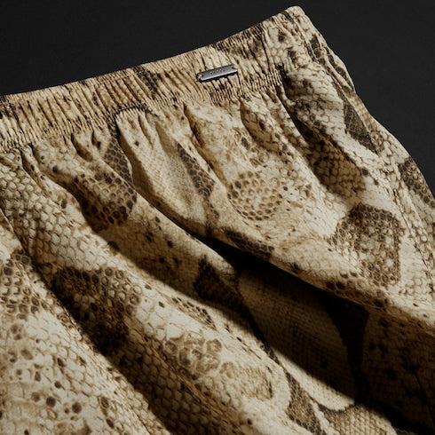 Printed silk shorts - ivory and brown