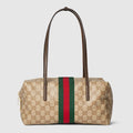Gucci Melrose medium boston bag - sand and brown GG canvas