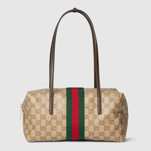 Gucci Melrose medium boston bag - sand and brown GG canvas